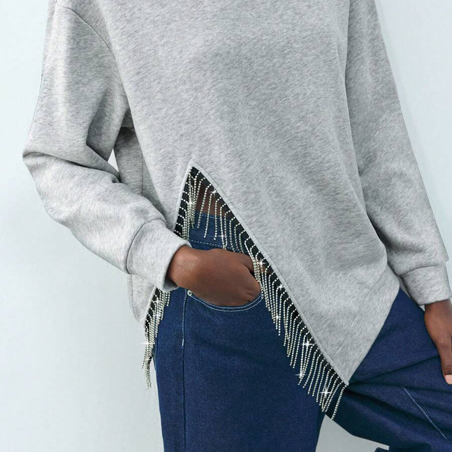 Damer Oversized Sweatshirt med unika fransdekorationer Mirla-Eva Jonsson