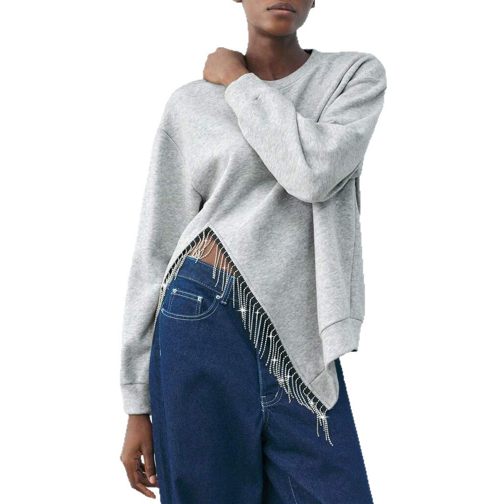 Damer Oversized Sweatshirt med unika fransdekorationer Mirla-Eva Jonsson