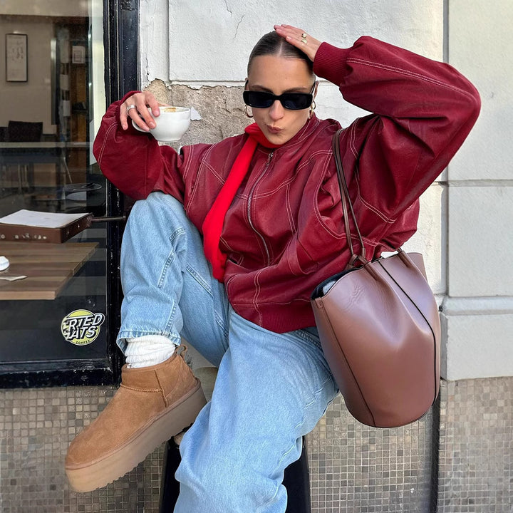 Damer Oversized Syntetläderjacka Mirla-Eva Jonsson