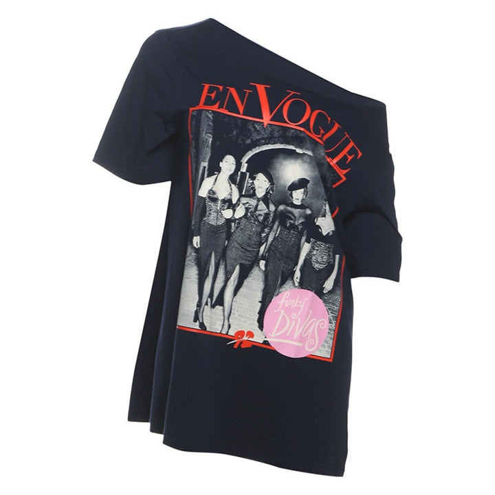 Damer Oversized T-Shirt Klänning med kreativt Grafiktryck Mirla-Eva Jonsson