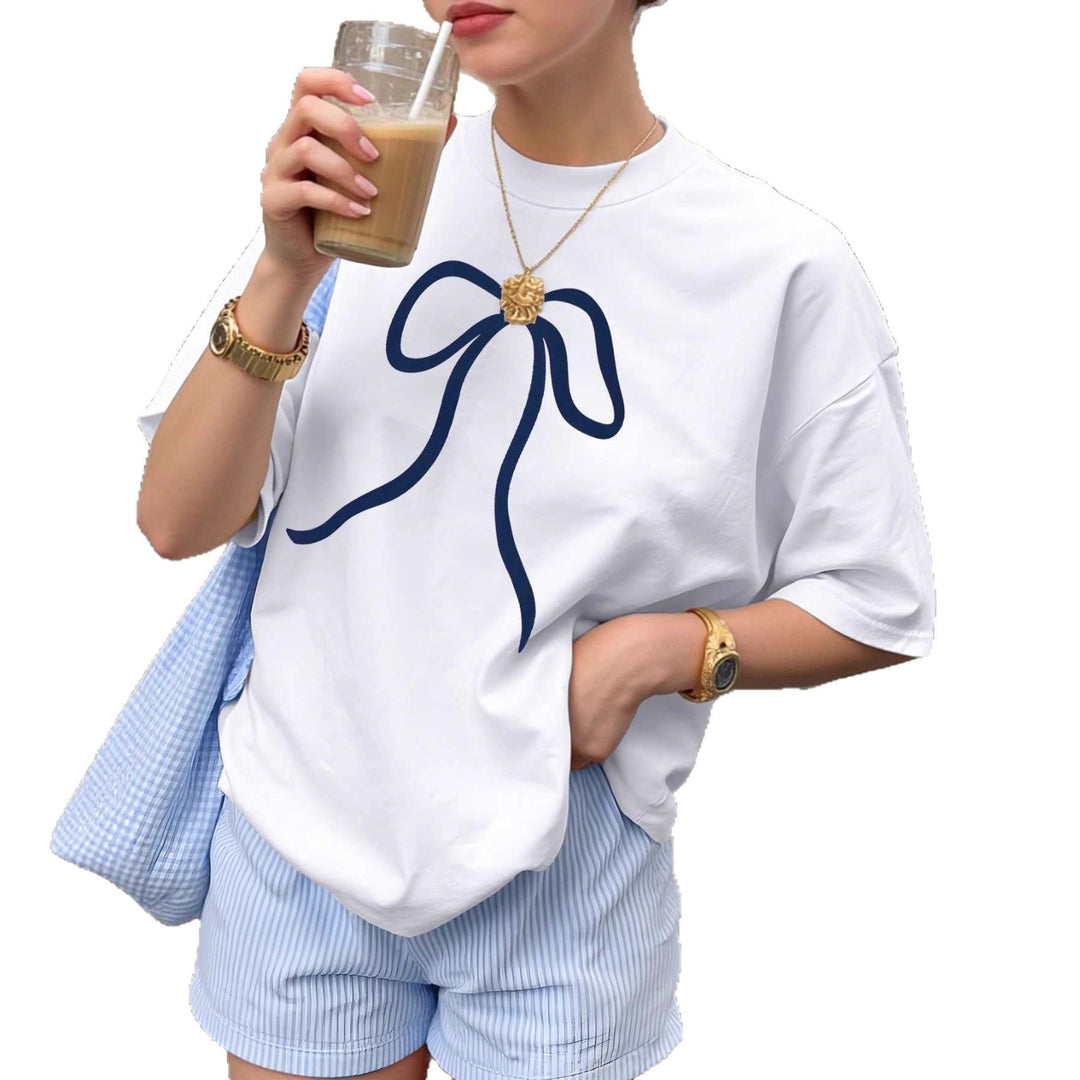Damer Oversized T-shirt med elegant rosettmotiv Mirla-Eva Jonsson