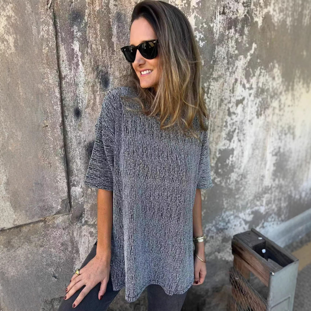 Damer Oversized T-shirt med glitterstenar och avslappnad passform Mirla-Eva Jonsson