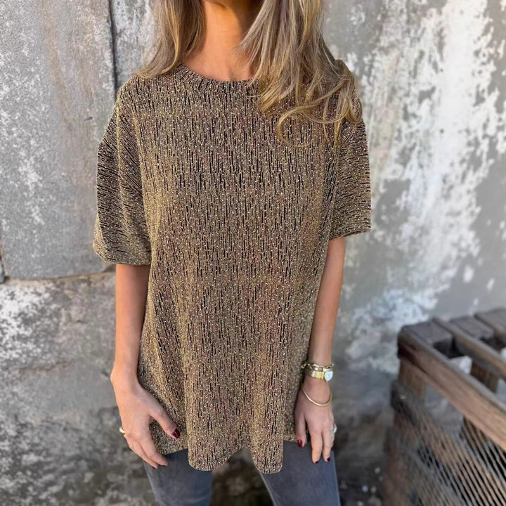 Damer Oversized T-shirt med glitterstenar och avslappnad passform Mirla-Eva Jonsson