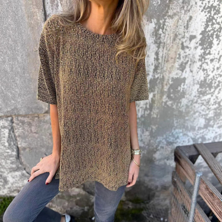 Damer Oversized T-shirt med glitterstenar och avslappnad passform Mirla-Eva Jonsson