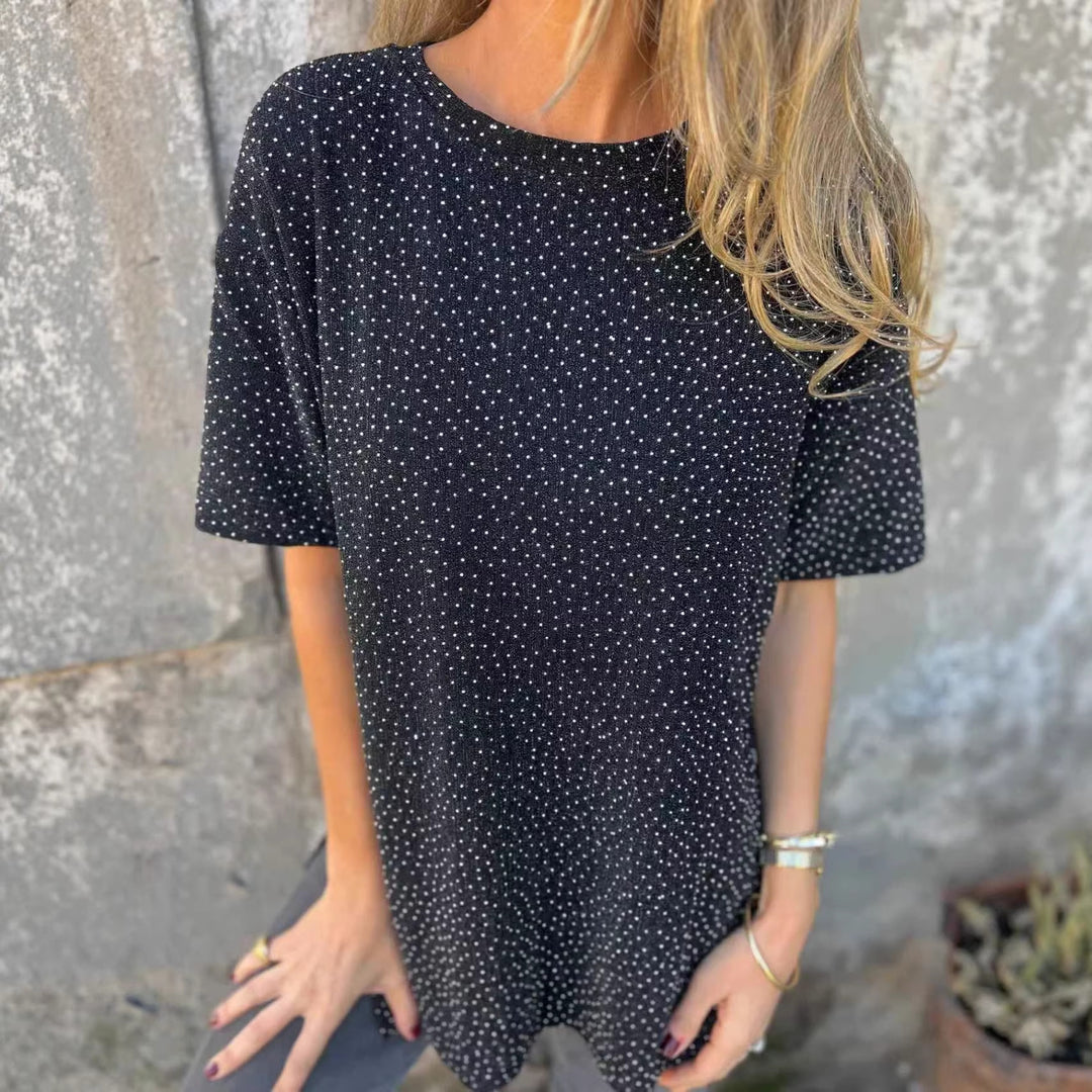 Damer Oversized T-shirt med glitterstenar och avslappnad passform Mirla-Eva Jonsson