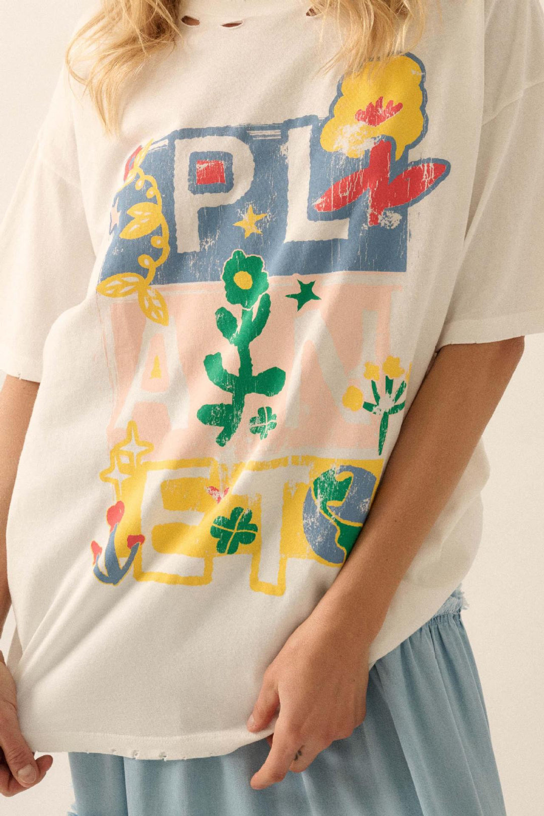 Damer Oversized T-shirt med kreativ tryck och lös passform Mirla-Eva Jonsson