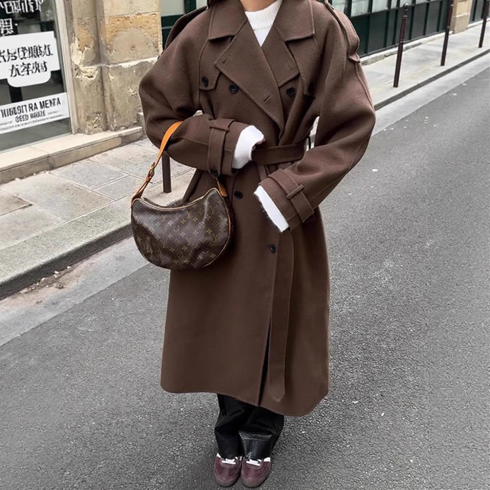 Damer Oversized Trenchcoat i högkvalitativ ullblandning med dubbel knappslå Eva Jonsson-Eva Jonsson
