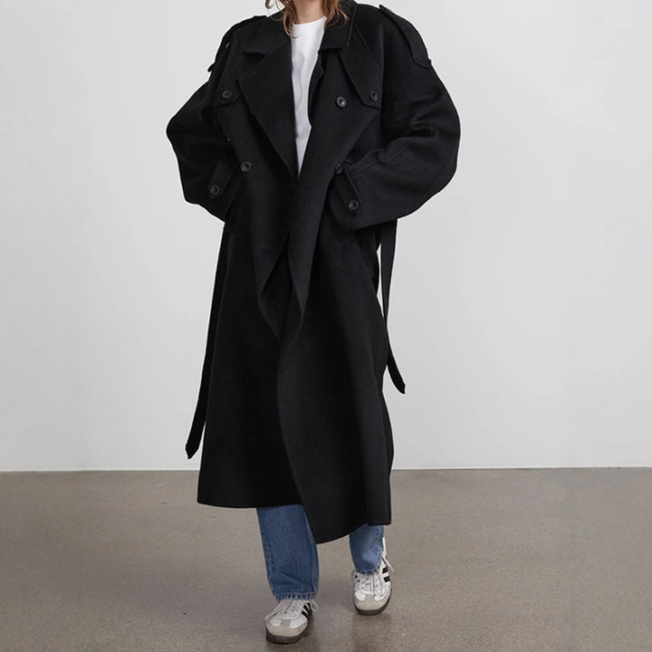 Damer Oversized Trenchcoat i högkvalitativ ullblandning med dubbel knappslå Eva Jonsson-Eva Jonsson