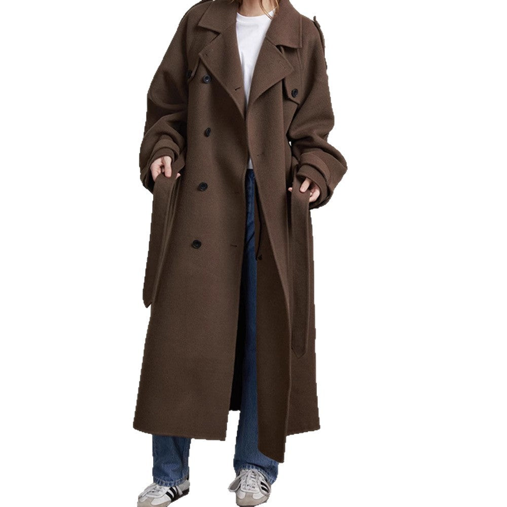 Damer Oversized Trenchcoat i högkvalitativ ullblandning med dubbel knappslå Eva Jonsson-Eva Jonsson