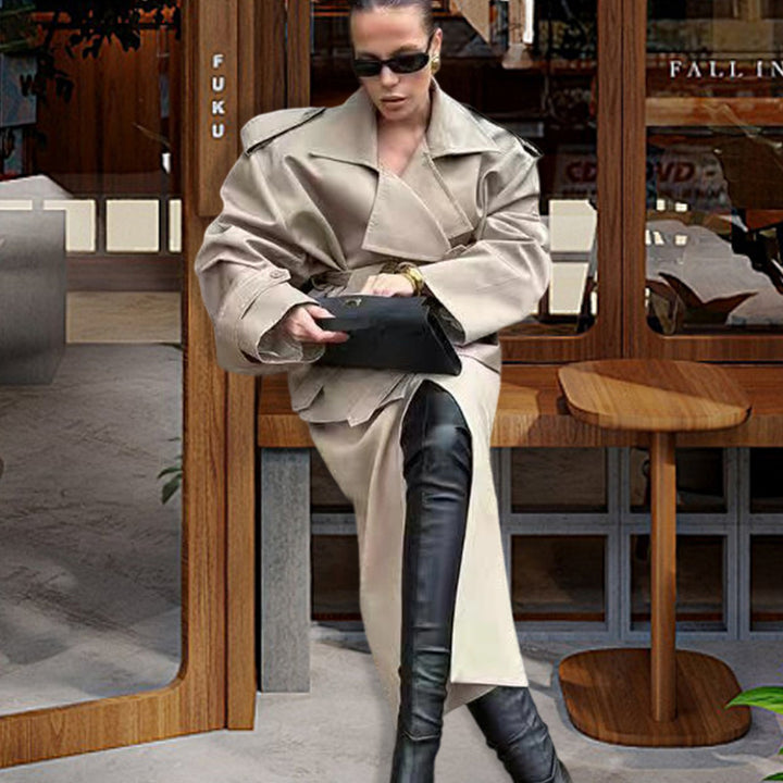 Damer Oversized Trenchcoat med hög krage och vida ärmar Eva Jonsson-Eva Jonsson