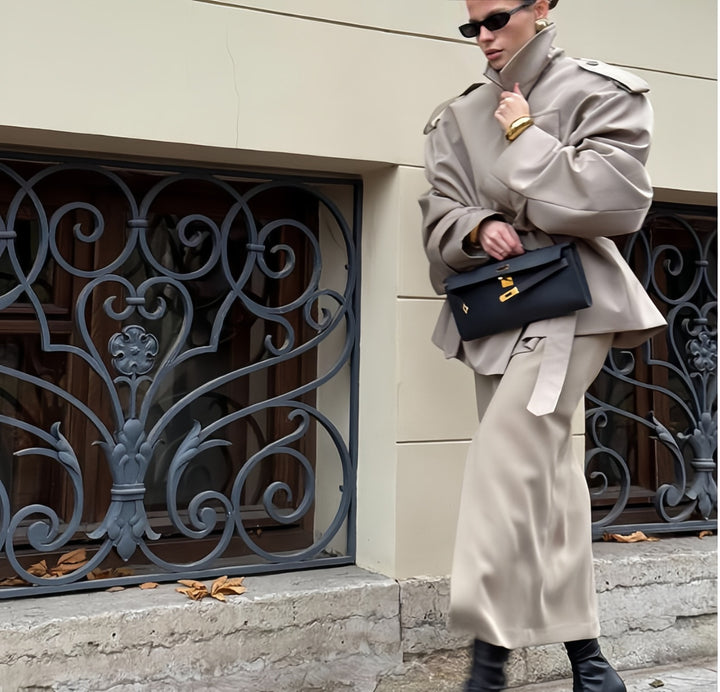 Damer Oversized Trenchcoat med hög krage och vida ärmar Eva Jonsson-Eva Jonsson