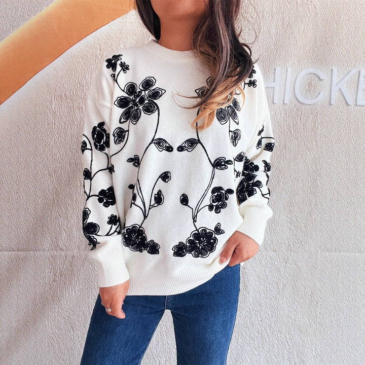 Damer Oversized Tröja med Blommönster Mirla-Eva Jonsson