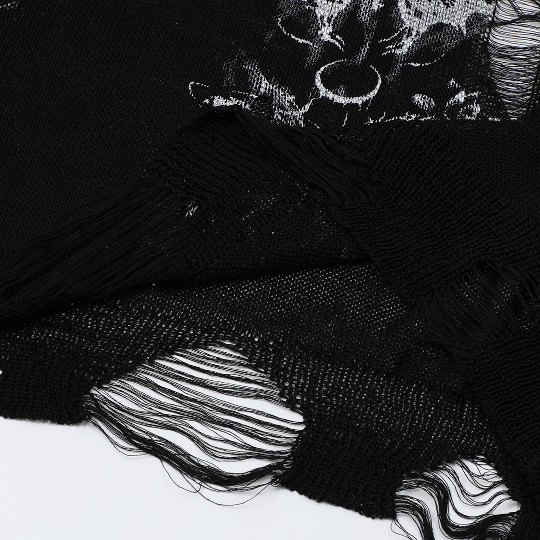 Damer Oversized Tröja med Grafisk Tryck och Slitna Detaljer Mirla-Eva Jonsson