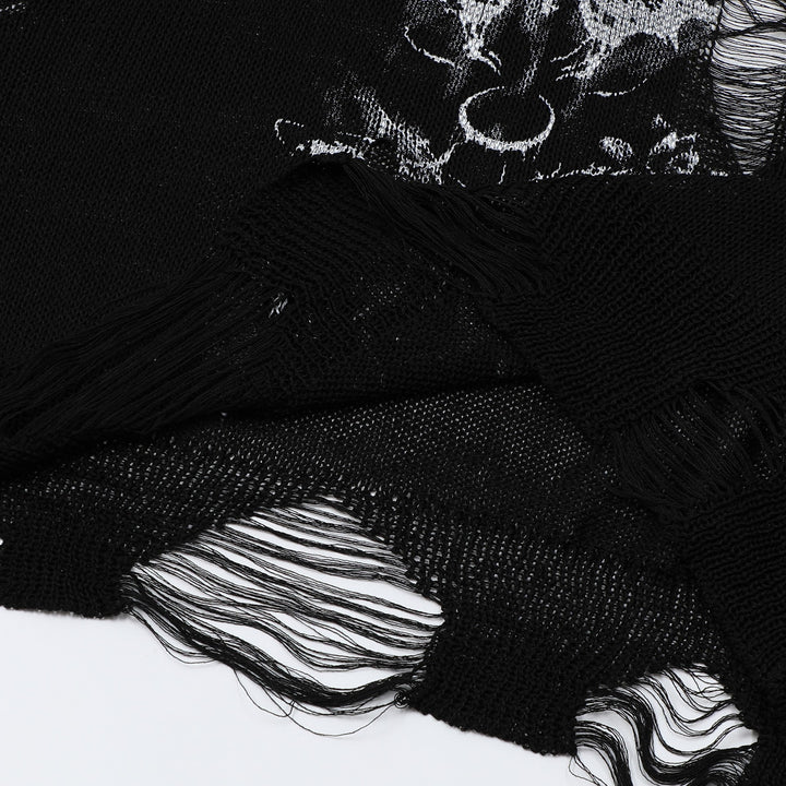 Damer Oversized Tröja med Grafisk Tryck och Slitna Detaljer Mirla-Eva Jonsson