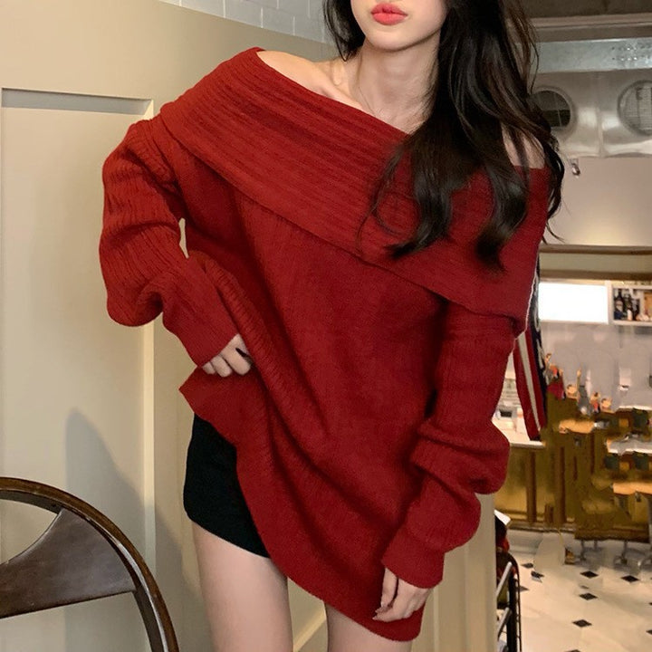 Damer Oversized Tröja med Off-Shoulder-Snitt Eva Jonsson-Eva Jonsson