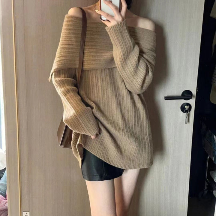 Damer Oversized Tröja med Off-Shoulder-Snitt Eva Jonsson-Eva Jonsson