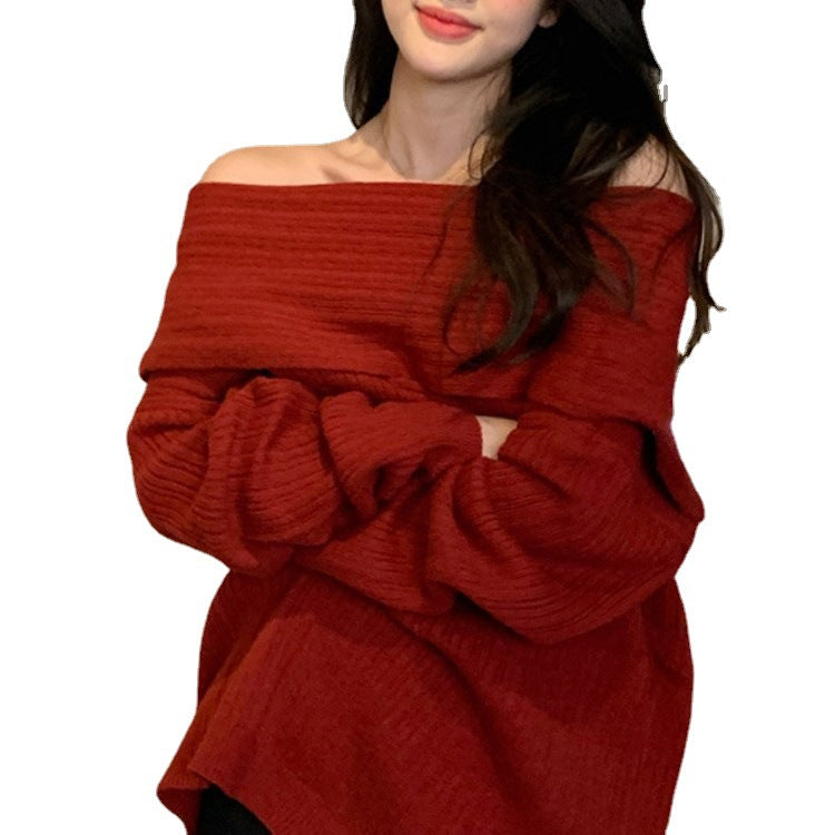 Damer Oversized Tröja med Off-Shoulder-Snitt Eva Jonsson-Eva Jonsson