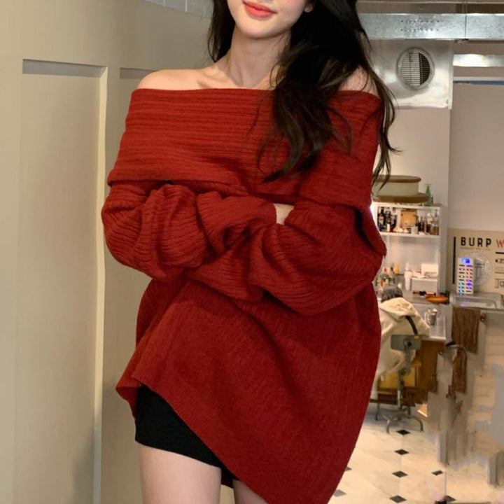 Damer Oversized Tröja med Off-Shoulder-Snitt Eva Jonsson-Eva Jonsson