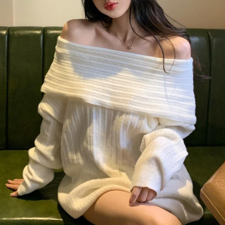 Damer Oversized Tröja med Off-Shoulder-Snitt Eva Jonsson-Eva Jonsson