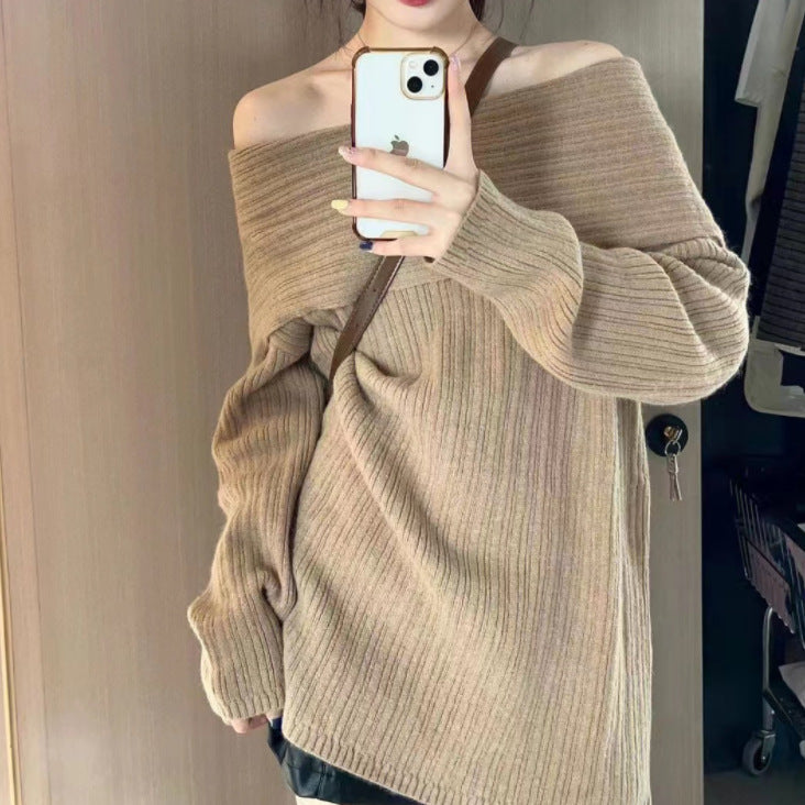 Damer Oversized Tröja med Off-Shoulder-Snitt Eva Jonsson-Eva Jonsson