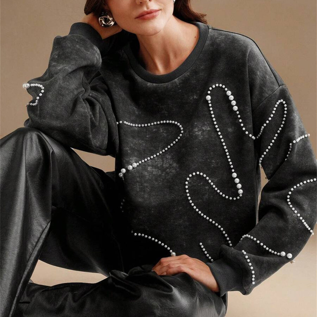 Damer Oversized Tröja med Perldesign Mirla-Eva Jonsson