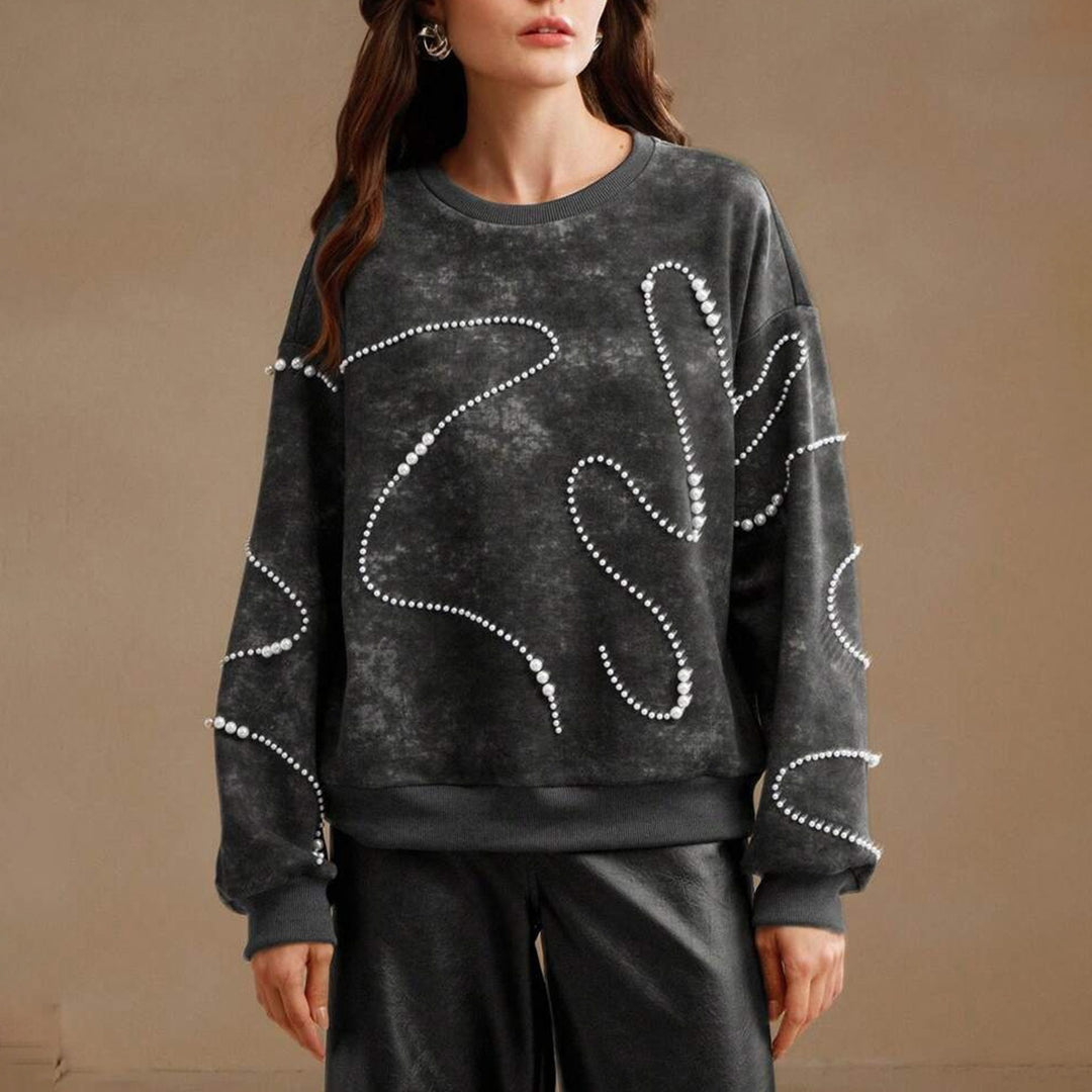 Damer Oversized Tröja med Perldesign Mirla-Eva Jonsson