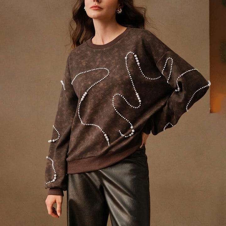 Damer Oversized Tröja med Perldesign Mirla-Eva Jonsson