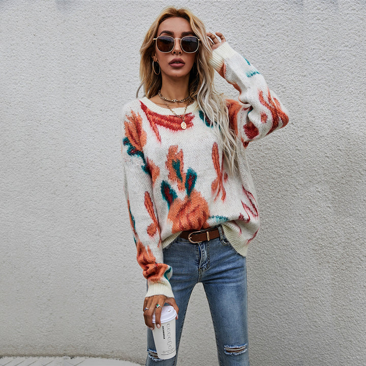 Damer Oversized Tröja med blommönster Mirla-Eva Jonsson
