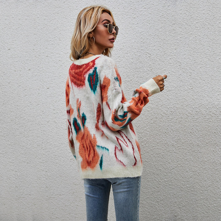 Damer Oversized Tröja med blommönster Mirla-Eva Jonsson