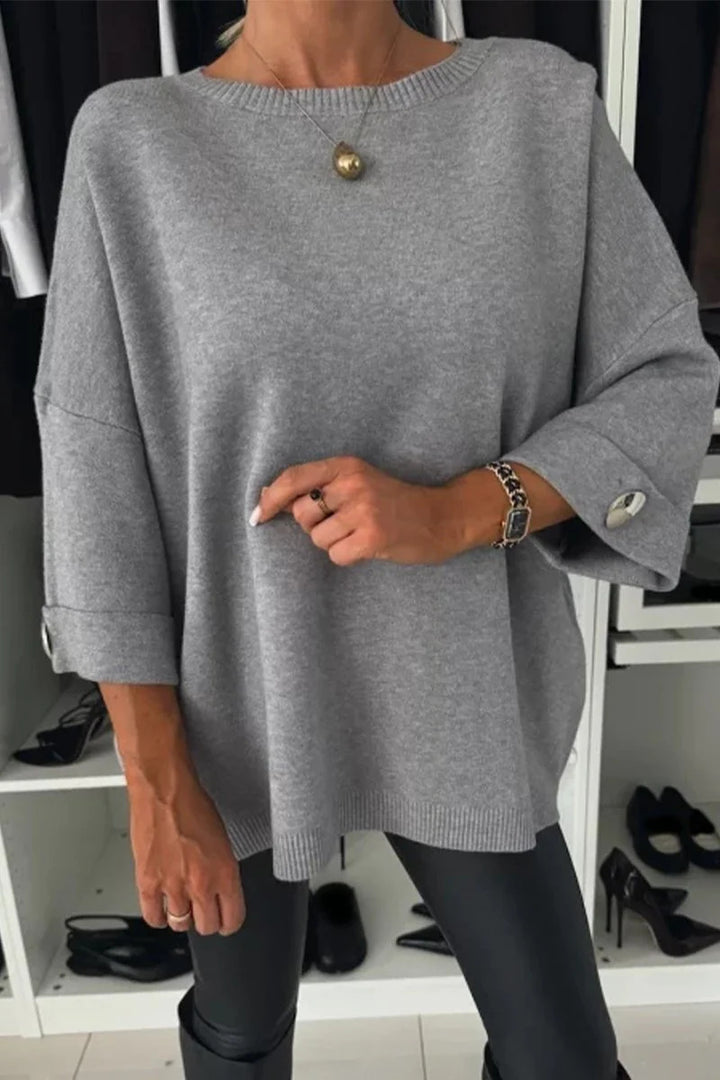 Damer Oversized Tröja med dekorativa knappar detaljer Mirla-Eva Jonsson