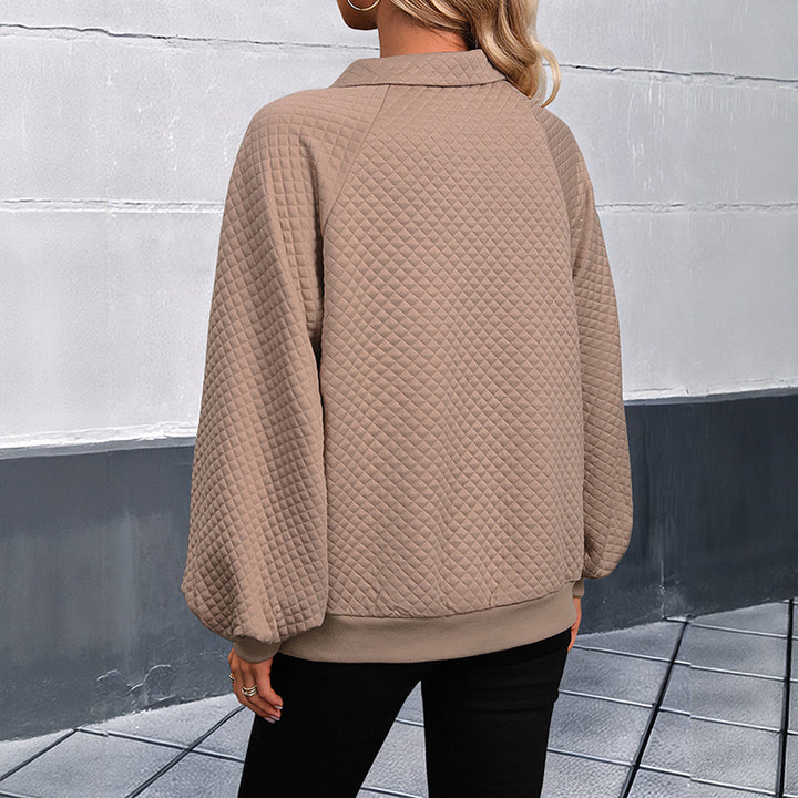 Damer Oversized Tröja med strukturerat våffelmönster och knapplist Mirla-Eva Jonsson