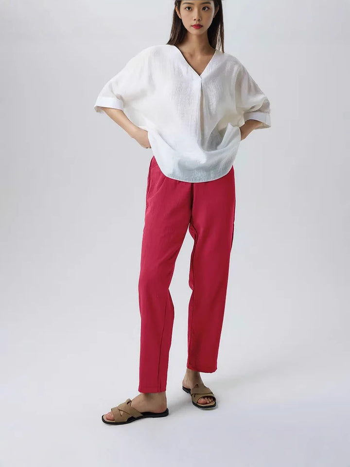 Damer Oversized Tunika med V-ringning och lätt vävmönster Mirla-Eva Jonsson