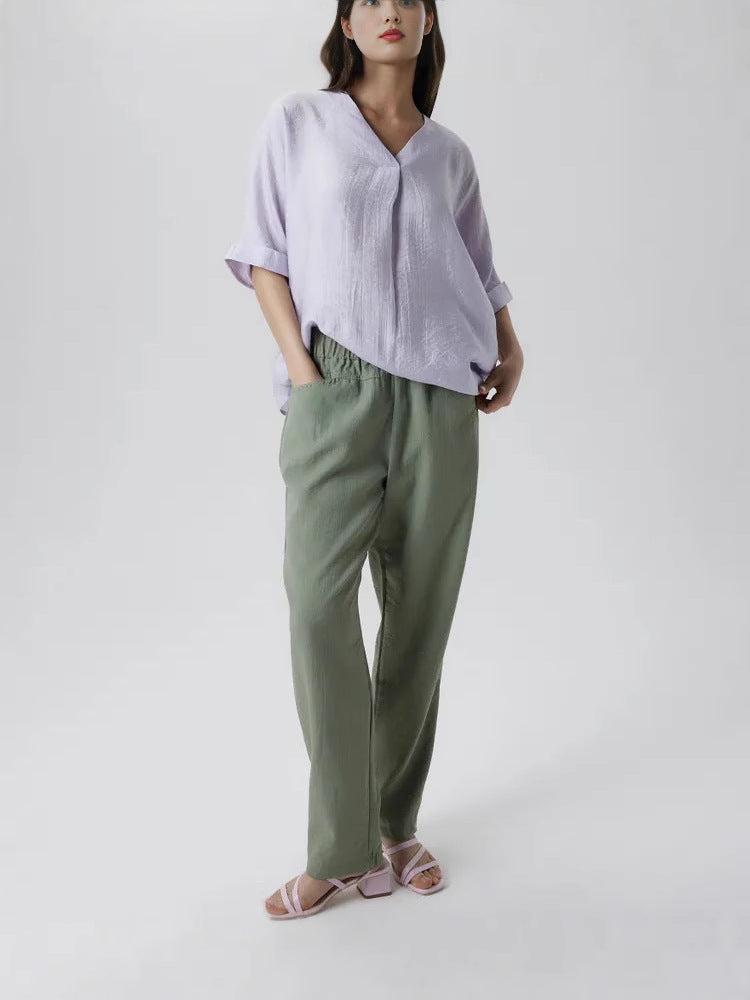Damer Oversized Tunika med V-ringning och lätt vävmönster Mirla-Eva Jonsson