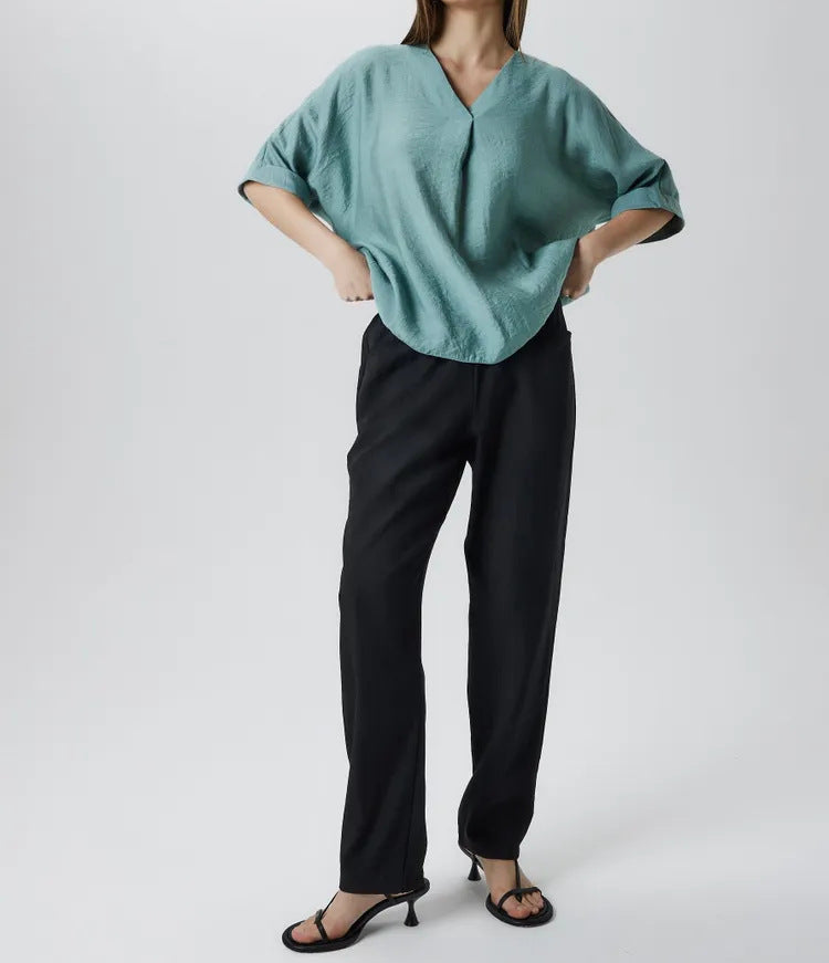 Damer Oversized Tunika med V-ringning och lätt vävmönster Mirla-Eva Jonsson