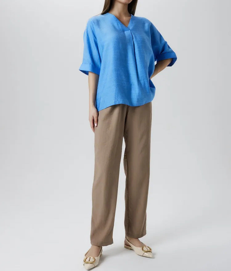 Damer Oversized Tunika med V-ringning och lätt vävmönster Mirla-Eva Jonsson