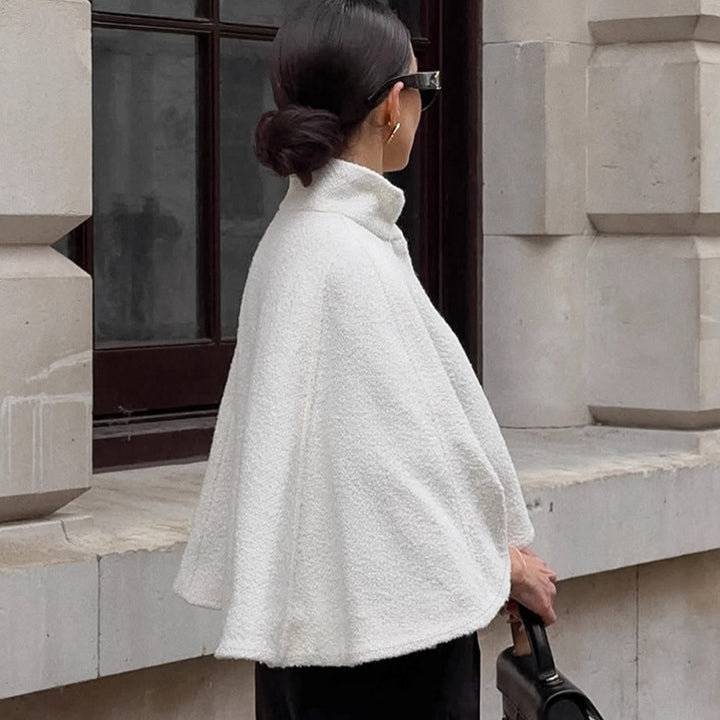 Damer Oversized Ullcape med hög krage och knapppdetail Eva Jonsson-Eva Jonsson