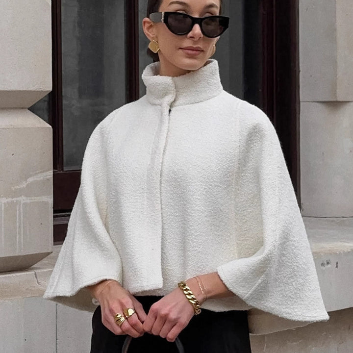Damer Oversized Ullcape med hög krage och knapppdetail Eva Jonsson-Eva Jonsson
