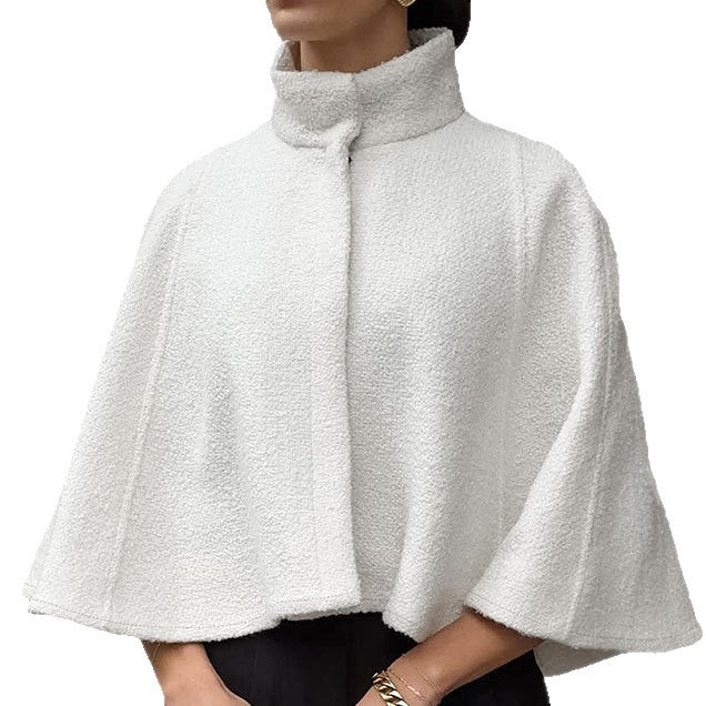 Damer Oversized Ullcape med hög krage och knapppdetail Eva Jonsson-Eva Jonsson