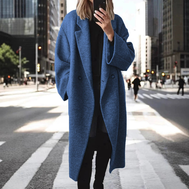 Damer Oversized Ullkappa med dubbelknappat design och avslappnad passform Eva Jonsson-Eva Jonsson