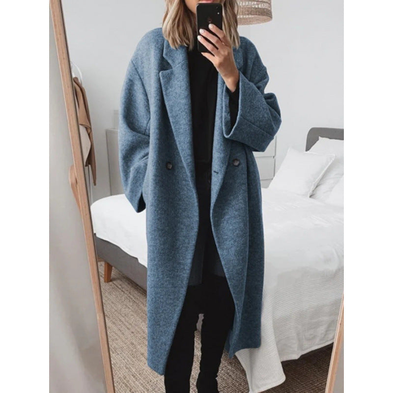 Damer Oversized Ullkappa med elegant slag och dubbel knappstängning Mirla-Eva Jonsson