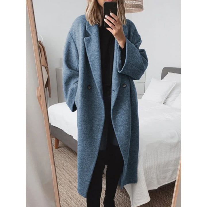 Damer Oversized Ullkappa med elegant slag och dubbel knappstängning Mirla-Eva Jonsson