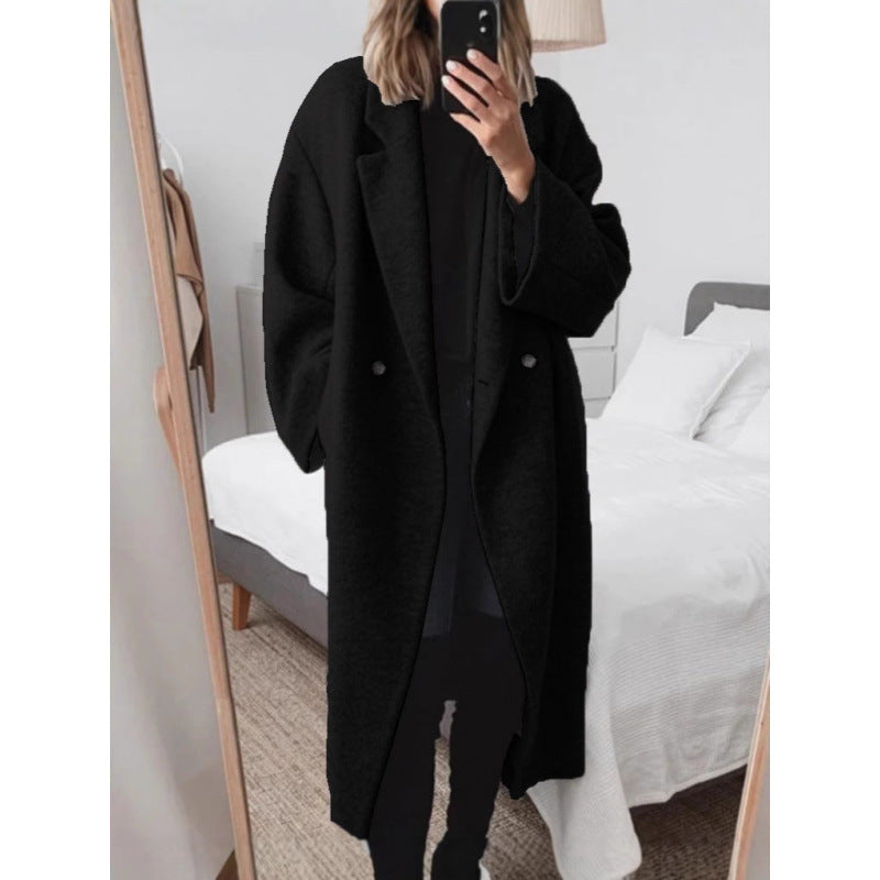 Damer Oversized Ullkappa med elegant slag och dubbel knappstängning Mirla-Eva Jonsson