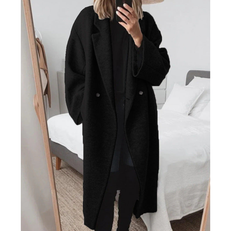 Damer Oversized Ullkappa med elegant slag och dubbel knappstängning Mirla-Eva Jonsson