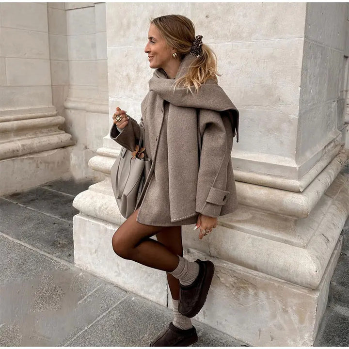 Damer Oversized Ullstickad jacka med praktisk knapplist Mirla-Eva Jonsson