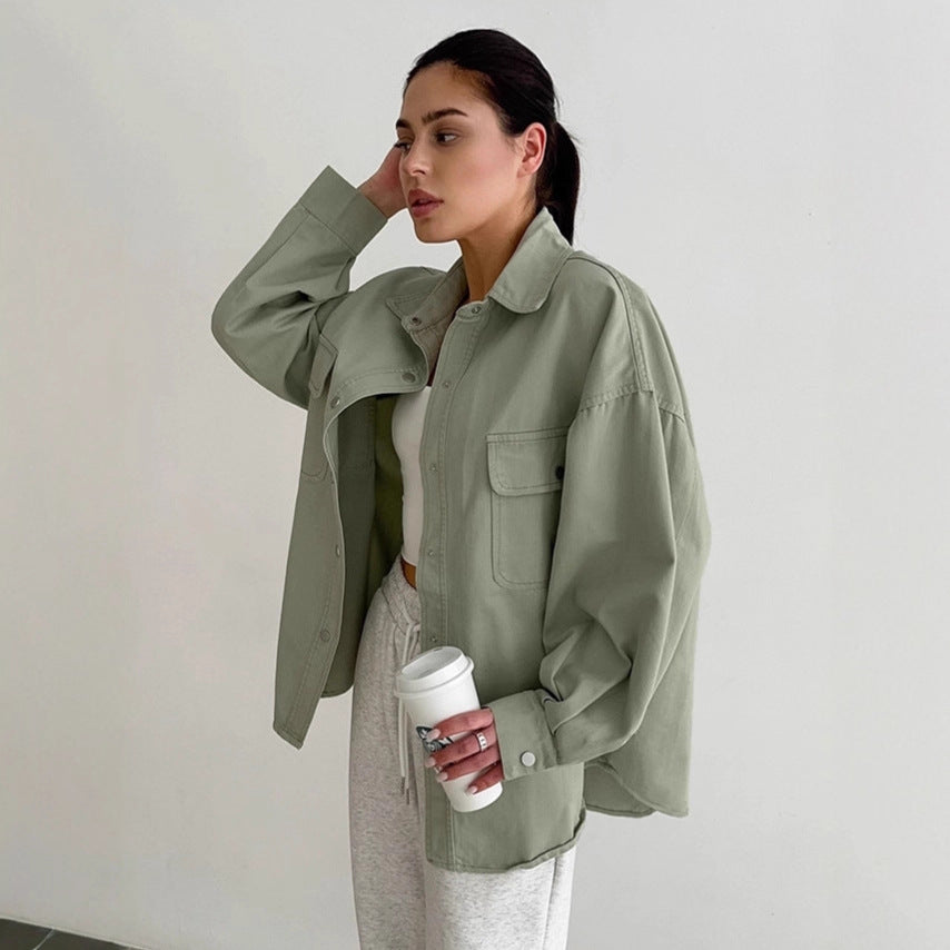Damer Oversized Utility-Skjortjacka med praktiska fickor och avslappnad passform Mirla-Eva Jonsson