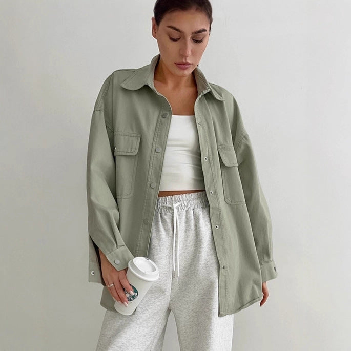 Damer Oversized Utility-Skjortjacka med praktiska fickor och avslappnad passform Mirla-Eva Jonsson