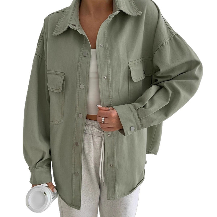 Damer Oversized Utility-Skjortjacka med praktiska fickor och avslappnad passform Mirla-Eva Jonsson