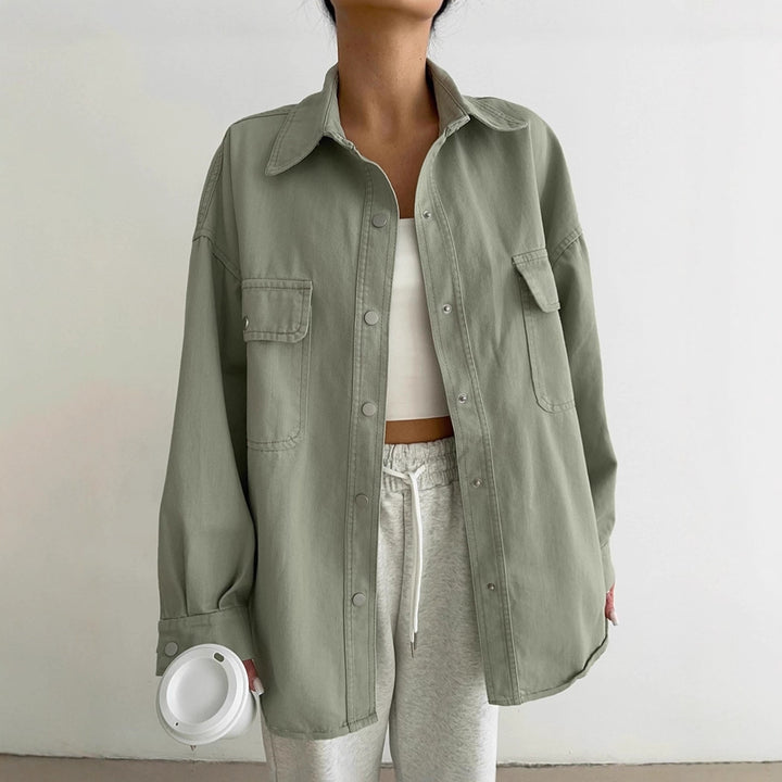 Damer Oversized Utility-Skjortjacka med praktiska fickor och avslappnad passform Mirla-Eva Jonsson