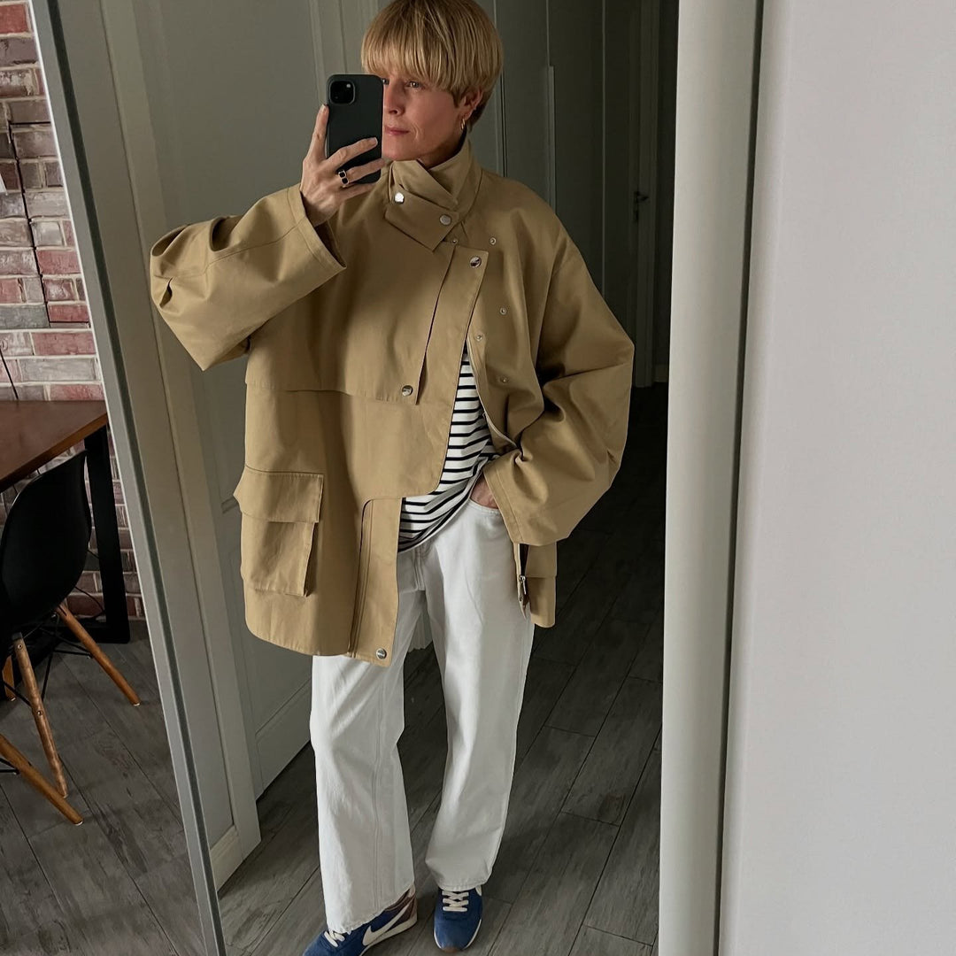 Damer Oversized Utility-jacka med bälte och stora fickor Eva Jonsson-Eva Jonsson
