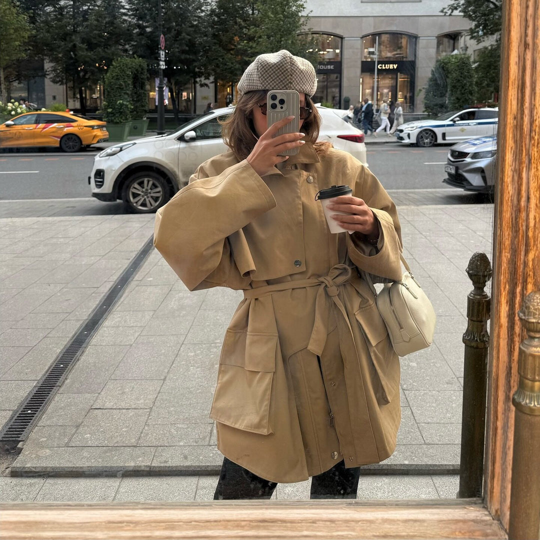Damer Oversized Utility-jacka med bälte och stora fickor Eva Jonsson-Eva Jonsson